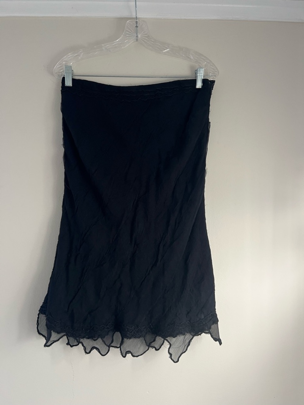 Black Lace-Trim Women's Midi Skirt